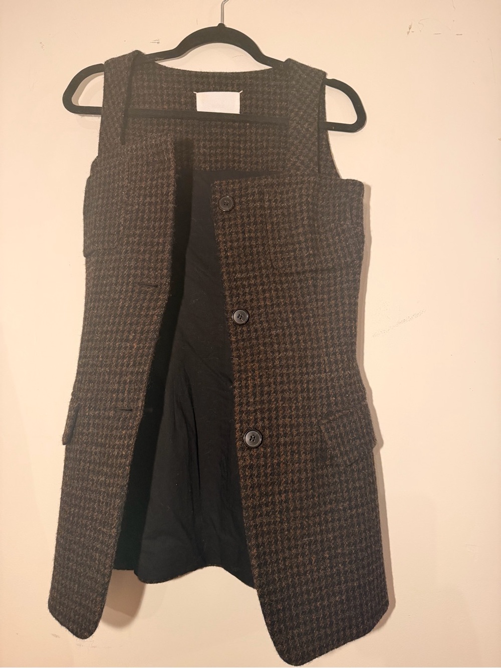 Masion Margelia Brown Houndstooth Button-Front Skirt Dress